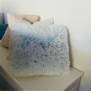 Blue Fluffy Throw Pillow